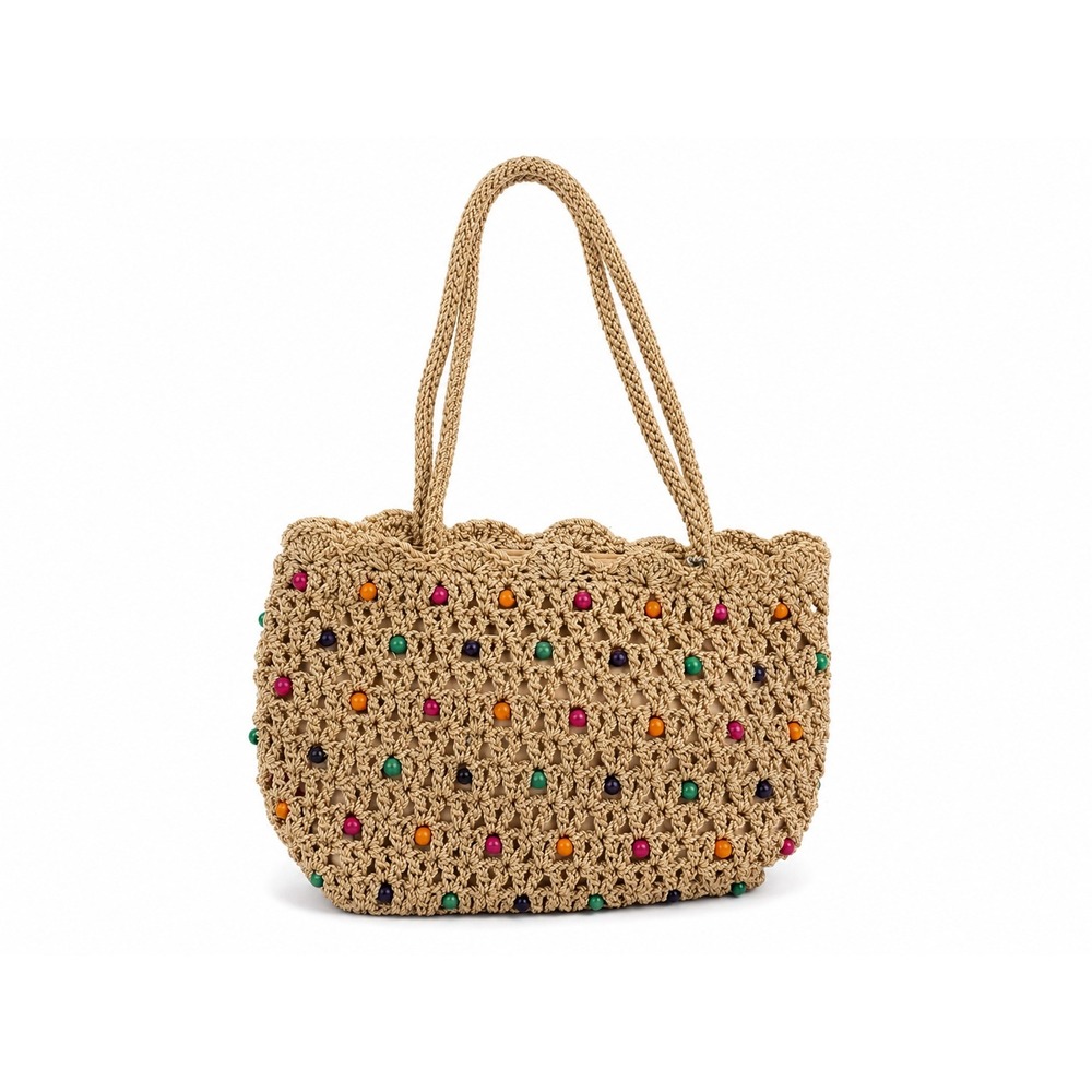 The Sak Vintage Y2K Crochet Beaded Boho Knit Summer Shoulder Bag Purse
